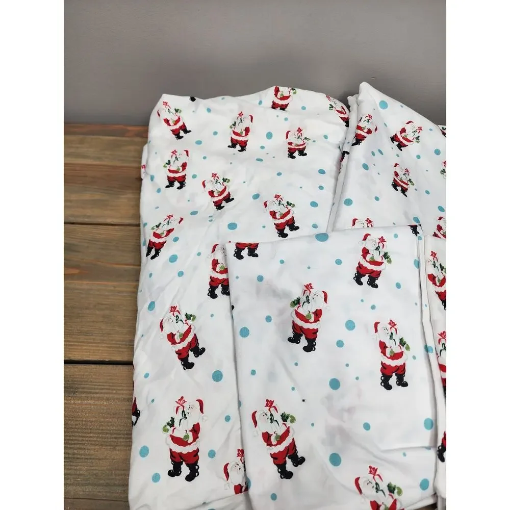 Joyland Santa White Christmas Sheets Full Size 4 Piece Set